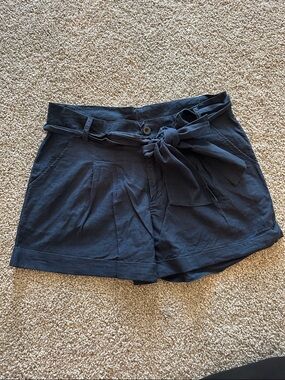 High-Waist Navy Bow Tie-Belt Women’s Shorts
